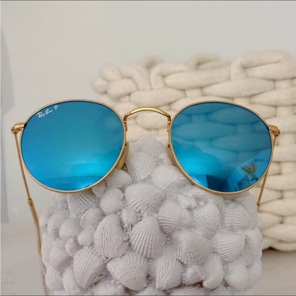 Ray-Ban Polarized Round Blue Flash Sunglasses